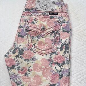 Miss Me Women's Jeans - Pink and Cream Floral